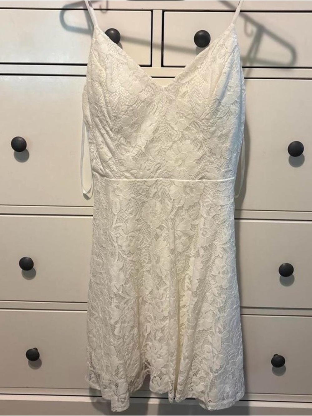 Camille La Vie Ivory Lace V-Neck Mini Dress